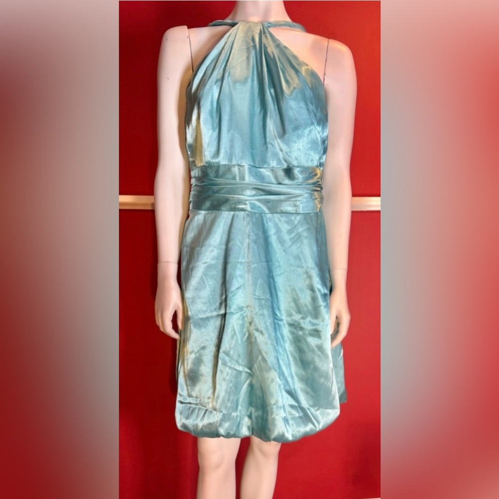 David’s Bridal satin cocktail dress with halter top